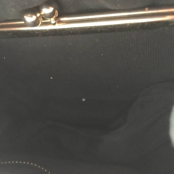 MORRIS MOSKOWITZ blue black cream TAPESTRY cut VELVET lucite handle BAG Vintage - Picture 6 of 6